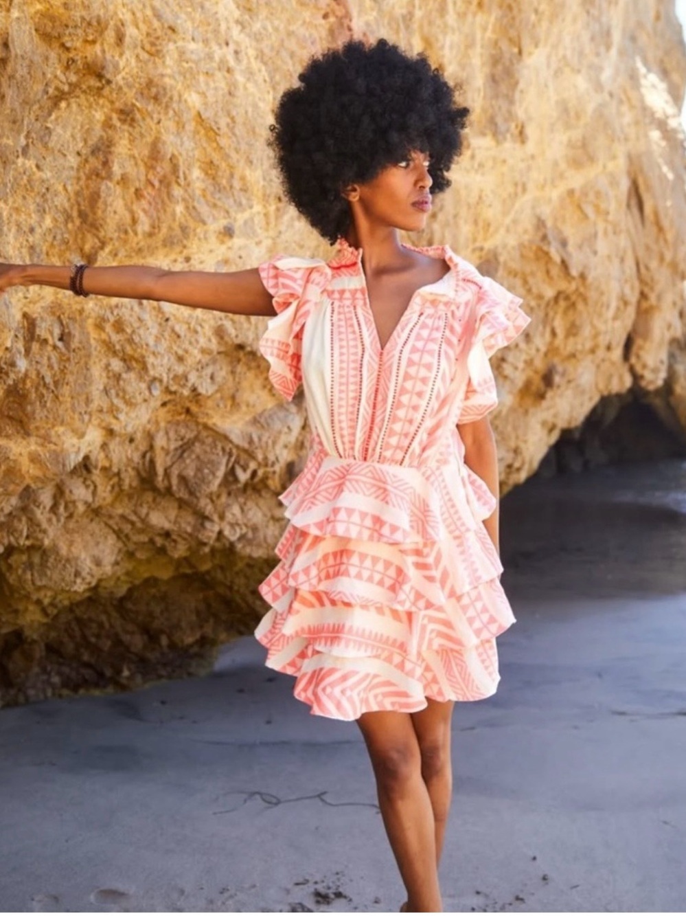 NWT Just Bellina Ruffle Tiered Dress